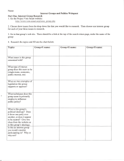 Interest Groups and Politics Webquest Part One: Interest Group