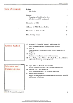 Contents IMIA Yearbook of Medical Informatics 1997