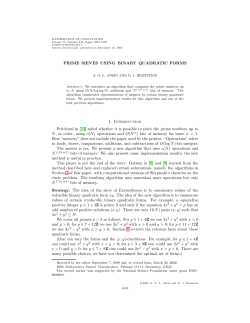 PRIME SIEVES USING BINARY QUADRATIC