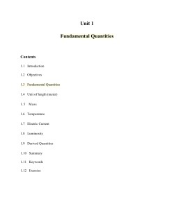 Unit 1 Fundamental Quantities