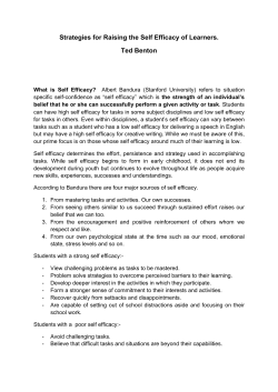 Strategies for Raising the Self Efficacy of Learners. Ted Benton