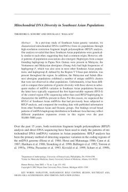 Mitochondrial DNA Diversity in Southeast Asian Populations