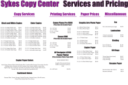 (Price Does Not Include Paper) (Price Does Not Include Paper