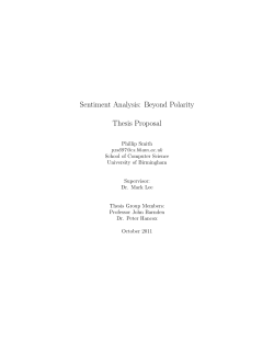 Sentiment Analysis: Beyond Polarity Thesis Proposal