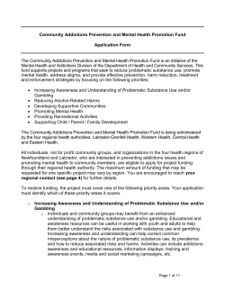 Community Addictions Prevention and Mental Health Promotion Fund
