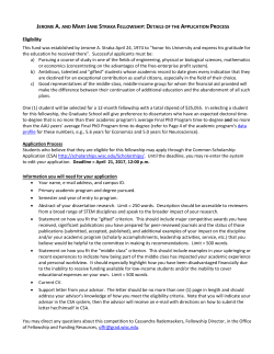 JEROME A.AND MARY JANE STRAKA FELLOWSHIP:DETAILS OF