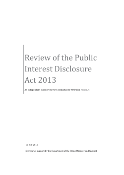 Review of the Public Interest Disclosure Act 2013