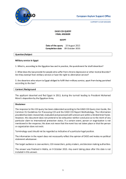 EASO COI QUERY Egypt