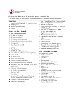 Greenville Shriners Hospital`s items needed list