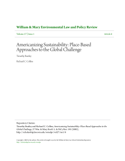 Americanizing Sustainability: Place-Based Approaches to the Global