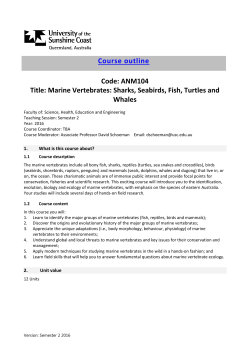 Course outline Code: ANM104 Title: Marine Vertebrates: Sharks