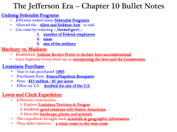 The Jefferson Era &ndash; Chapter 10 Bullet Notes