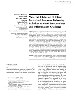 Maternal inhibition of infant behavioral response following isolation