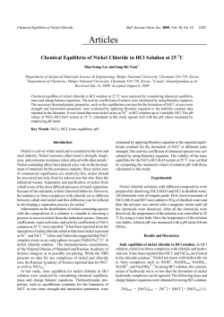 Chemical Equilibria of Nickel Chloride in HCl Solution at 25 o C