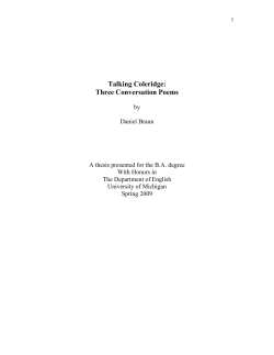 Talking Coleridge: Three Conversation Poems