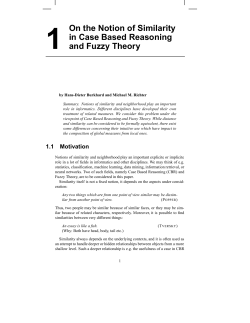 1 On the Notion of Similarity in Case Based Reasoning and Fuzzy