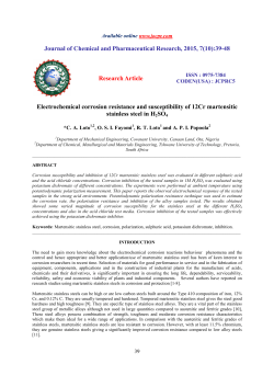 Electrochemical corrosion resistance and susceptibility of 12Cr