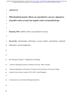 Mitochondrial Genetic Effects On Reproductive Success