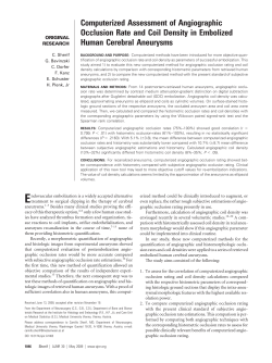 Computerized Assessment of Angiographic Occlusion Rate and Coil