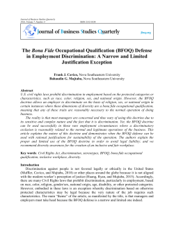 The Bona Fide Occupational Qualification (BFOQ)