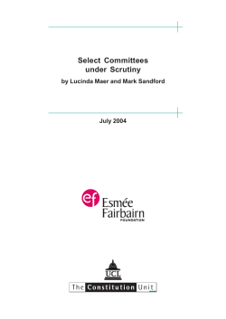Select Committees under Scrutiny