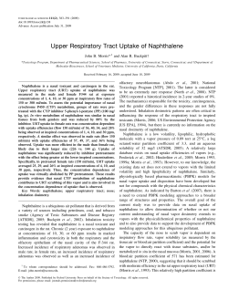Upper Respiratory Tract Uptake of Naphthalene