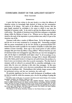 Consumer Credit in the Affluent Society