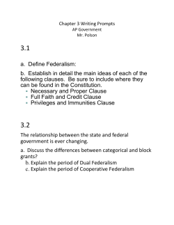a. Define Federalism: b. Establish in detail the main ideas of each of