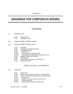 headings for corporate bodies - Conseil canadien des archives