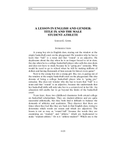 A Lesson in English and Gender: Title IX and the Male Student