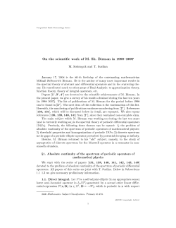 On the scienti c work of M. Sh. Birman in 1998{2007