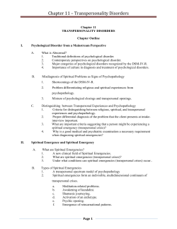 Chapter 11 &ndash; Transpersonality Disorders