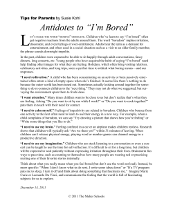 Antidotes to &ldquo;I`m Bored&rdquo; - Meher Schools Parent resource center