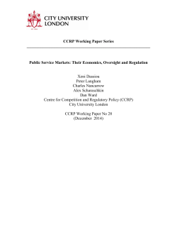 Public Service Markets: Their Economics, Oversight and Regulation