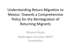 Understanding Return Migration to Mexico: Towards a