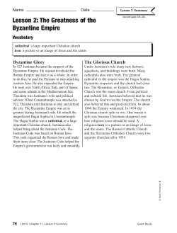Lesson 2: The Greatness of the Byzantine Empire