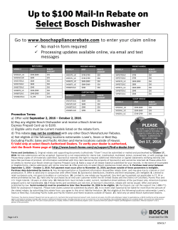 Up to $100 Mail-In Rebate on Select Bosch Dishwasher