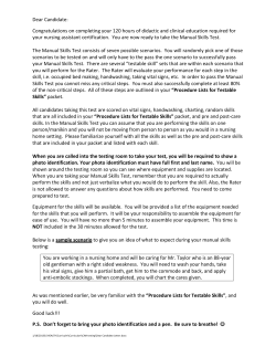 CNA Skills Testing Packet