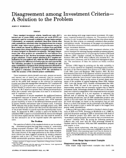 Disagreement among Investment Criteria
