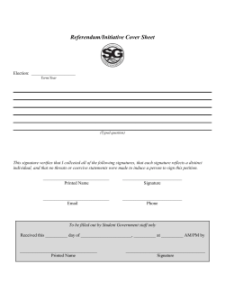 By signing below you are asking that the following question appear