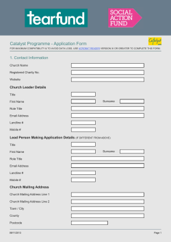 Catalyst Programme - Application Form