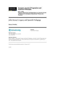 John Dewey`s Legacy and Spanish Pedagogy