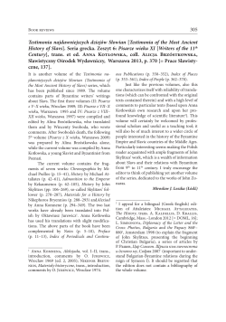305 Testimonia najdawniejszych dziej&oacute;w Słowian [Testimonia of the