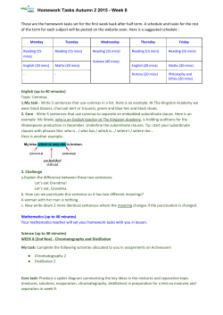 Homework Tasks Autumn 2 2015 Week 8