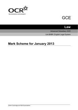 Mark scheme - Unit G151 - English legal system - January