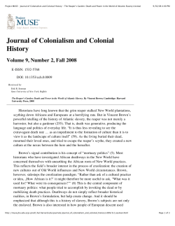 Erik R. Seeman, Journal of Colonialism and Colonial History 9.2