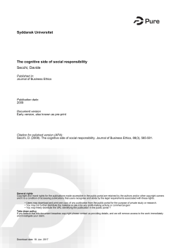 Syddansk Universitet The cognitive side of social