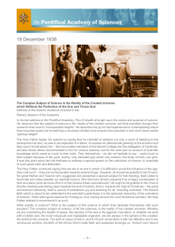 18 December 1938 - Pontifical Academy of Sciences