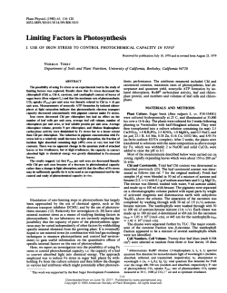 Limiting Factors in Photosynthesis