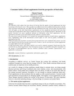 Consumer habits of food supplements from the perspective of food